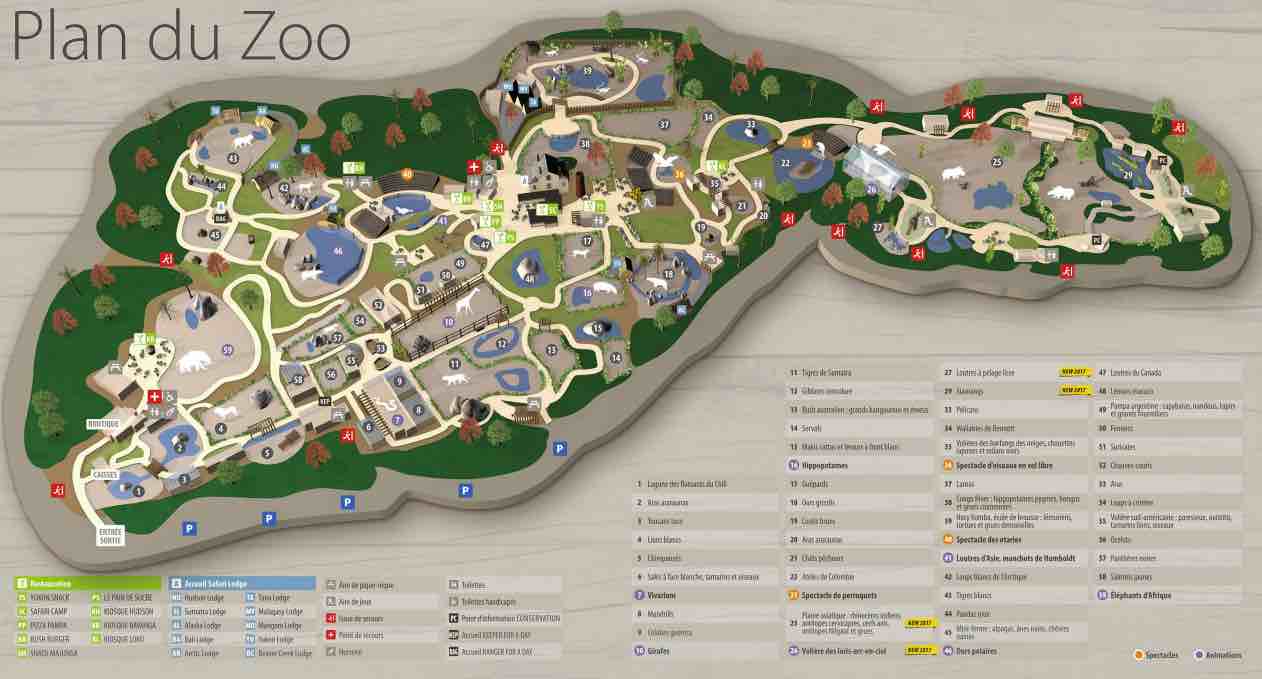 plan du zoo de la Flèche, parc zoologique et lodges - Instinct animal