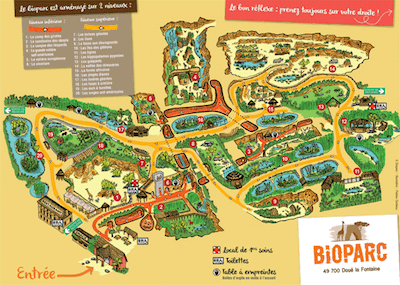 plan du parc Bioparc, zoo, parc zoologique de Maine et Loire - Instinct animal