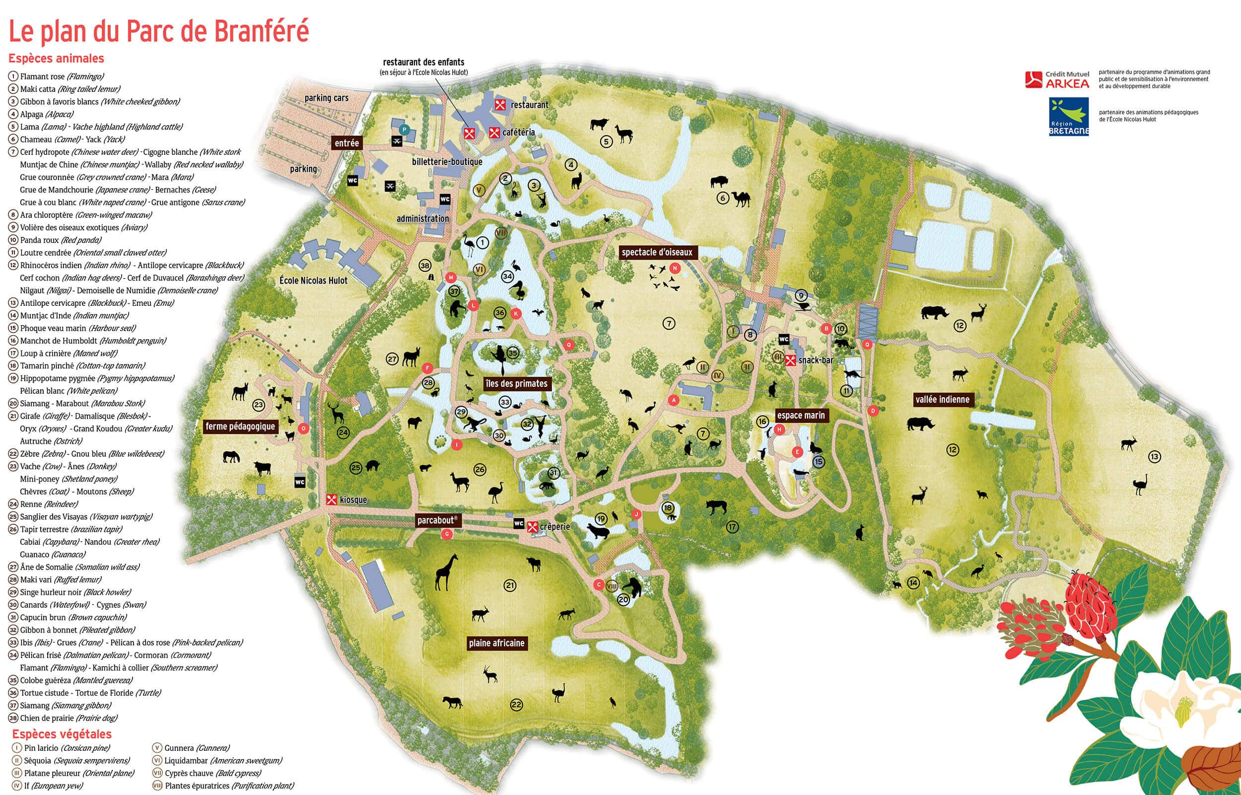 plan du zoo de Branféré, parc zoologique dans le Morbihan- Instinct animal