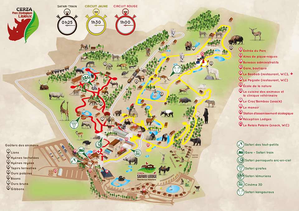 plan du zoo de Cerza, parc zoologique de Normandie - Instinct animal