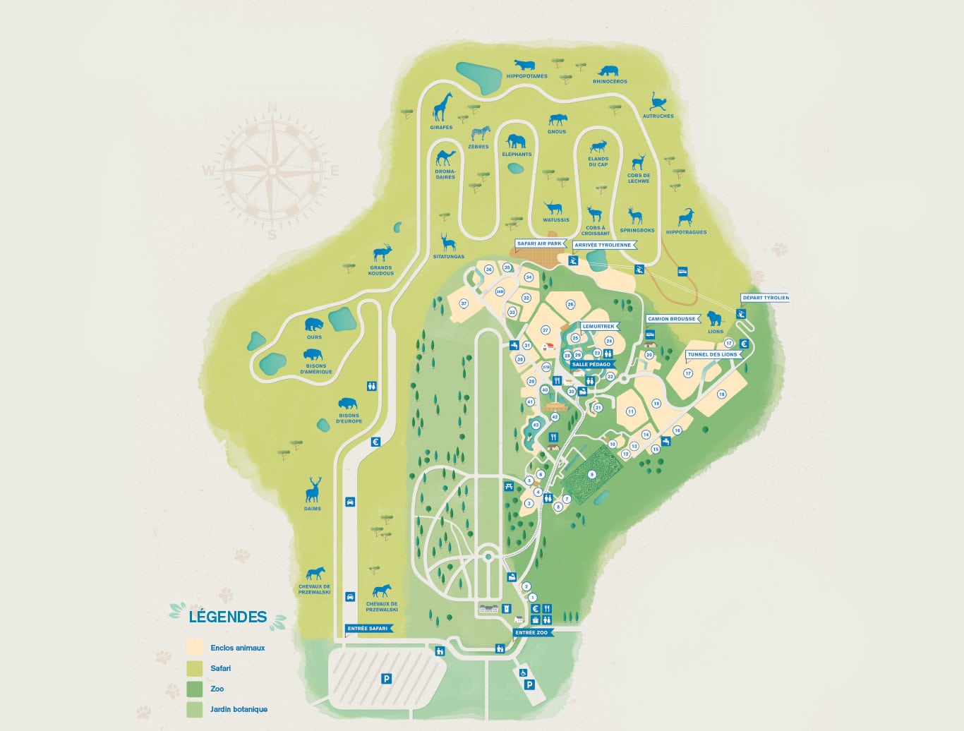 plan du zoo de thoiry, parc zoologique safari - Instinct animal